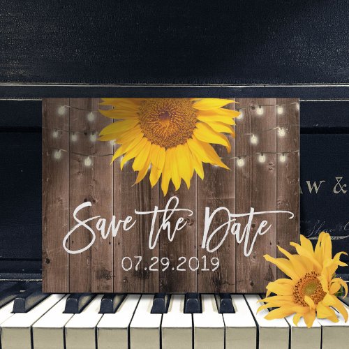Sunflower Rustic Barn Wedding Save the Date Announcement Postcard