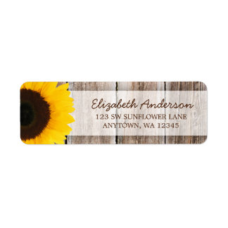 Sunflower Rustic Barn Wood Address Label