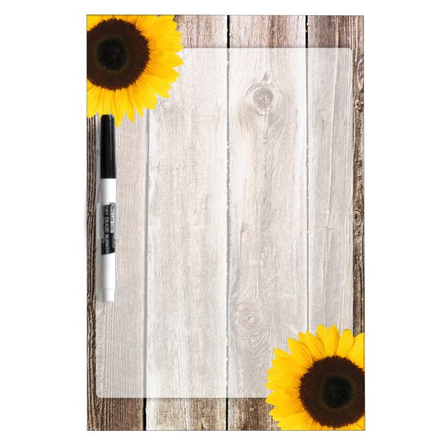 Sunflower Rustic Barn Wood Dry Erase Board (Front)
