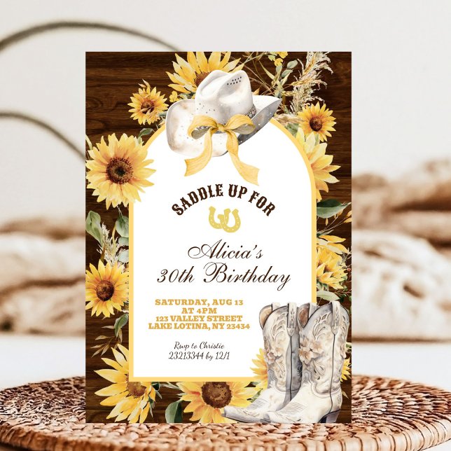 Sunflower Rustic Boots Birthday Invitation (Creator Uploaded)