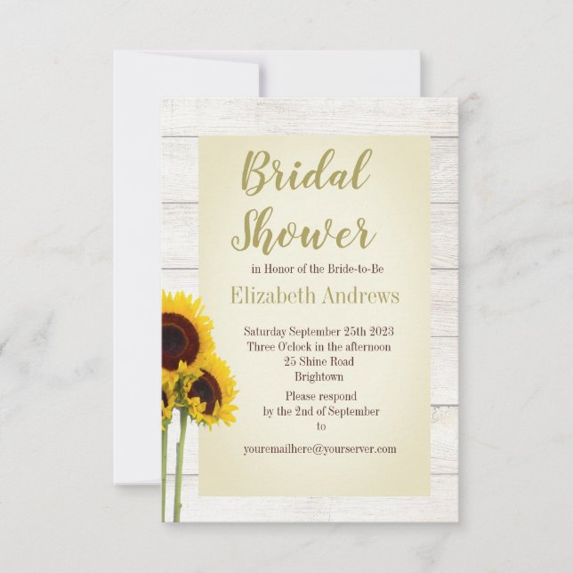 Sunflower Rustic Bridal Shower Invitation (Front)