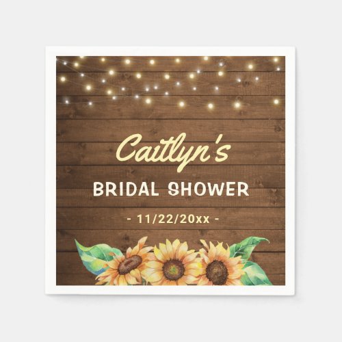 Sunflower Rustic Bridal Shower Table Tableware Napkins