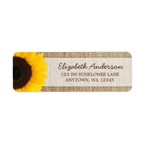 Sunflower Rustic Burlap Address Labels