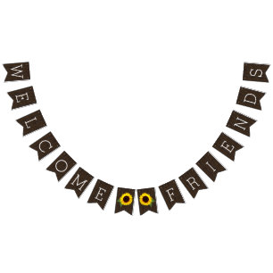 Sunflower Rustic Country Barn Wedding Welcome Bunting Flags