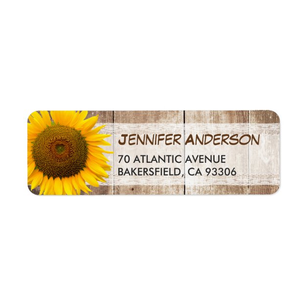 Sunflower Rustic Country Lace Barn Wood RSVP Label