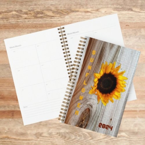 Sunflower Rustic Country Photographic Woodgrain Planner