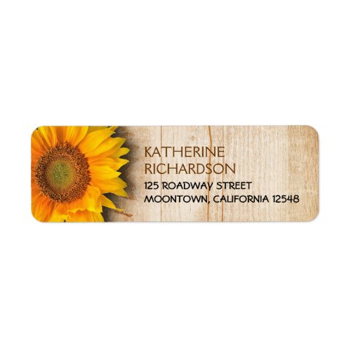 SUNFLOWER RUSTIC COUNTRY RETURN ADDRESS LABELS