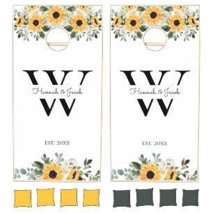 Sunflower Rustic Country Wedding Cornhole Set