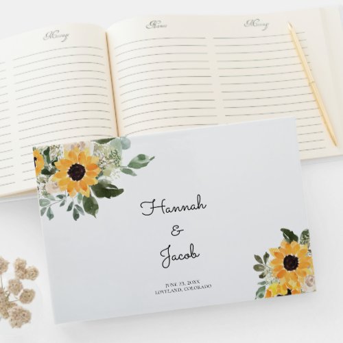 Sunflower Rustic Country Wedding Guest Book