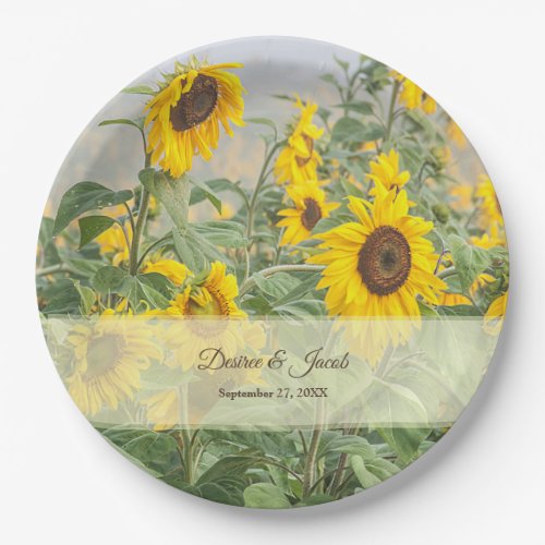 Sunflower Rustic Country Wedding Paper Plates