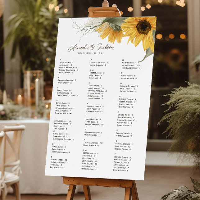 Sunflower, Rustic elegance Fall Wedding Seating  Foam Board (Creator Uploaded)