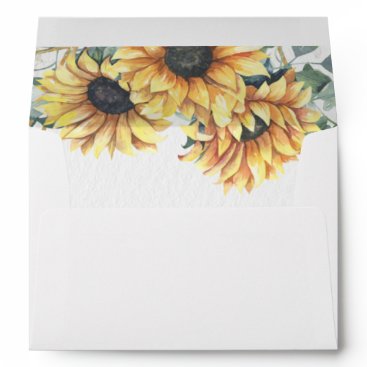 Sunflower Rustic Elegant Geometric Gold Wedding  Envelope