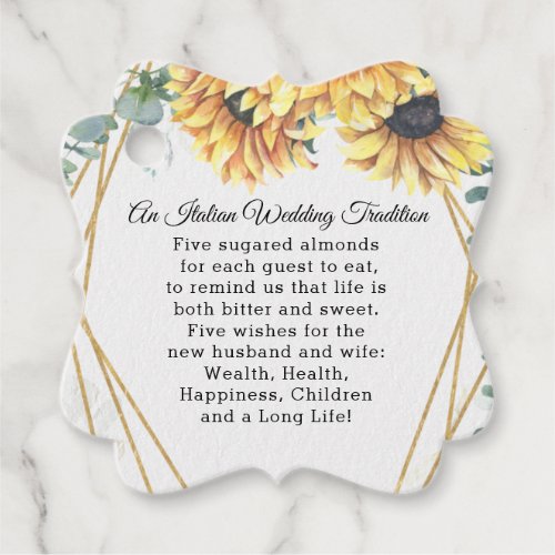 Sunflower Rustic Elegant Geometric Gold Wedding  Favor Tags