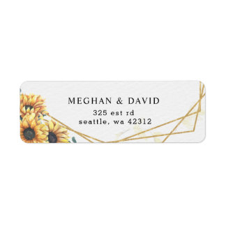 Sunflower Rustic Elegant Geometric Gold Wedding Label