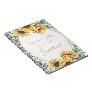 Sunflower Rustic Elegant Geometric Gold Wedding Notebook