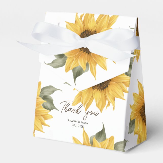 Sunflower, Rustic Fall Wedding Favor Boxes (Front Side)