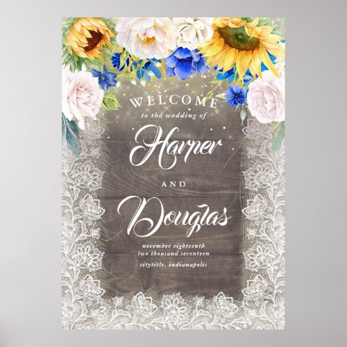 Sunflower Rustic Fall Wedding Welcome Sign