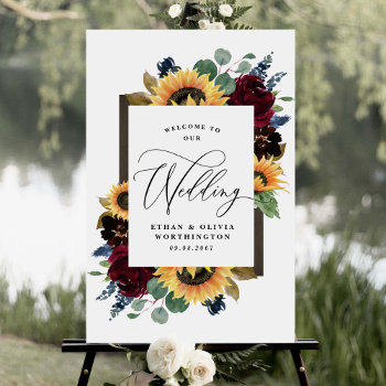 Sunflower Rustic Fall Welcome To Our Wedding Sign by RusticWeddings at Zazzle