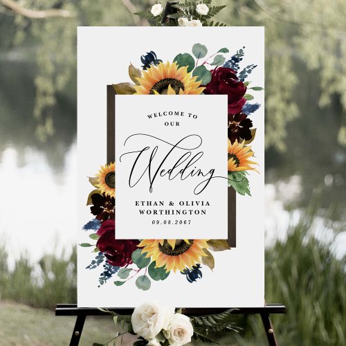Sunflower Rustic Fall Welcome to Our Wedding Sign