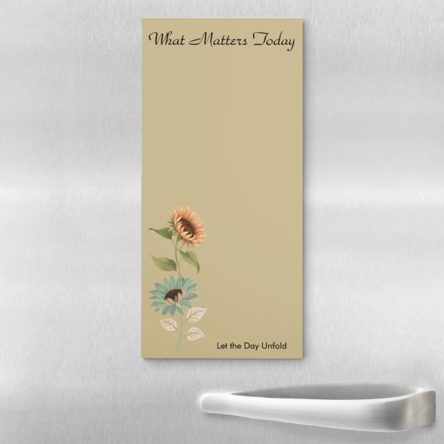 Sunflower Rustic Floral Design Magnetic Notepad (In Situ)