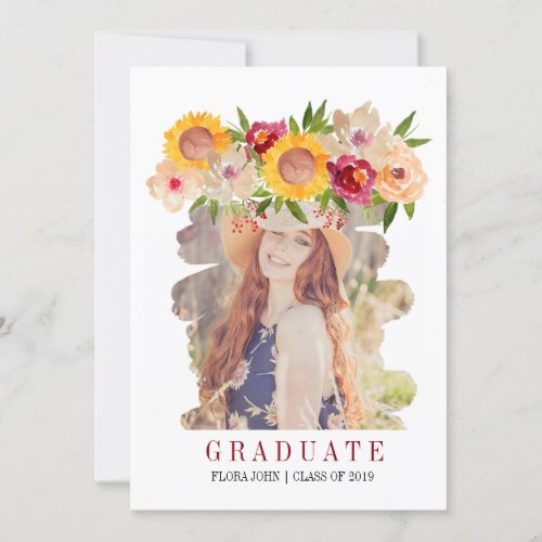 Sunflower rustic floral graduation invitation