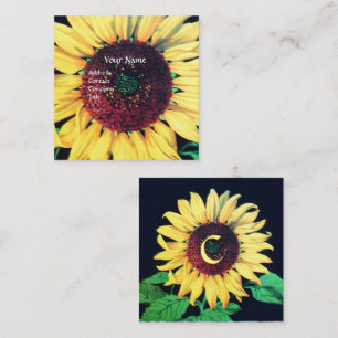 SUNFLOWER RUSTIC FLORAL MONOGRAM Square Square Business Card