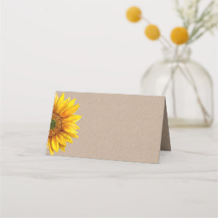Sunflower. Rustic floral wedding. Country flower Place Card