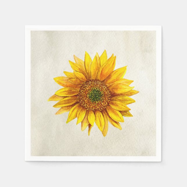 Sunflower. Rustic flower. Country yellow floral Napkins (Front)