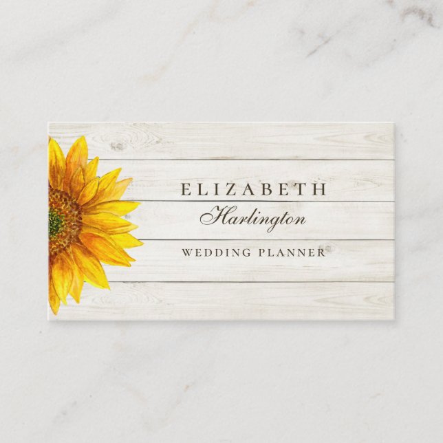 Sunflower. Rustic flower. Floral professional Business Card (Front)