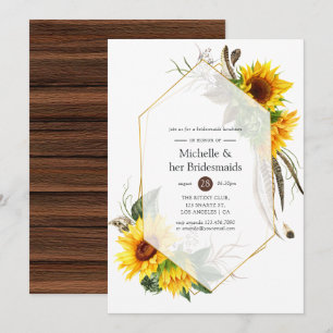 Sunflower Rustic Geometric Bridesmaids Luncheon Invitation