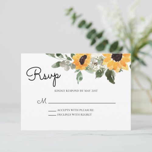 Sunflower Rustic Greenery RSVP Card