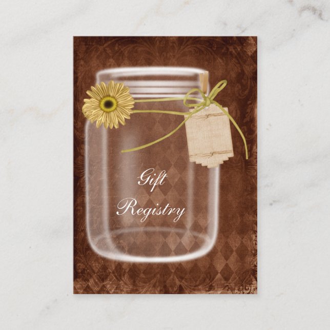 sunflower rustic mason jar Gift registry  Cards (Front)