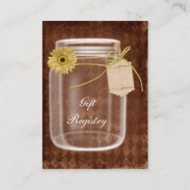 sunflower rustic mason jar Gift registry  Cards