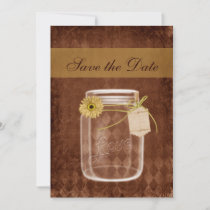 sunflower rustic mason jar wedding save the date