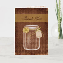 sunflower rustic mason jar wedding thank you
