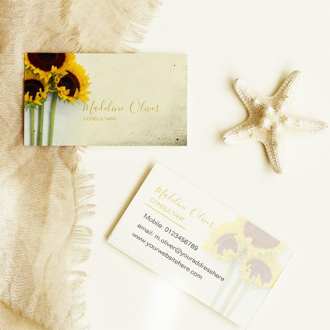 Sunflower Rustic Modern Stylish Business Card (Creator Uploaded)