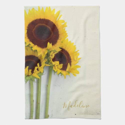 Sunflower Rustic Modern Yellow Personal Kitchen Towel