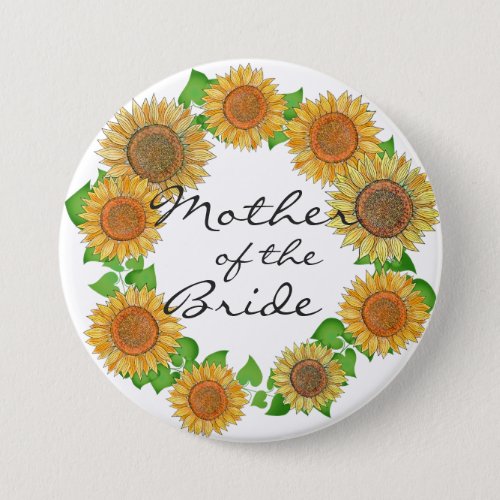    Sunflower Rustic Sage Green Mother of the Bride Button