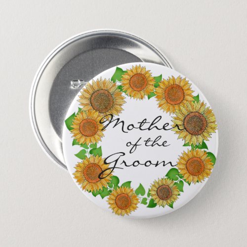    Sunflower Rustic Sage Green Mother of the Groom Button