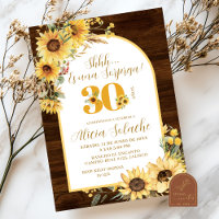 Sunflower Rustic Sorpresa Birthday Invitation