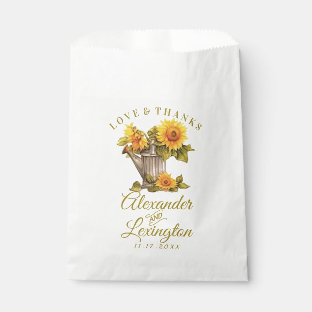 Sunflower Rustic Themed Wedding Favor Bag | (Front)