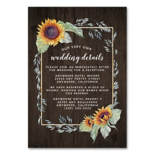 Sunflower Rustic Watercolor Wedding Insert Cards