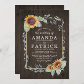 Sunflower Rustic Watercolor Wedding Invitations (Front/Back)