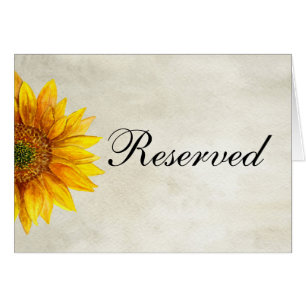 Sunflower. Rustic wedding. Country reserved sign Cards