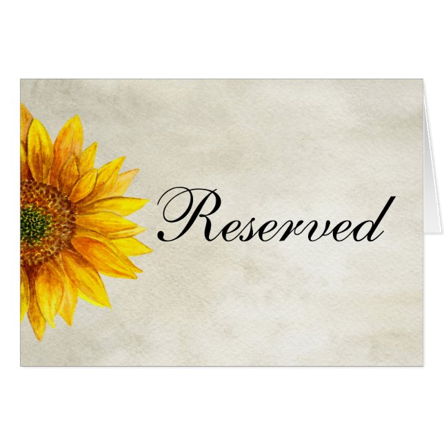 Sunflower. Rustic wedding. Country reserved sign Cards (Front Horizontal)