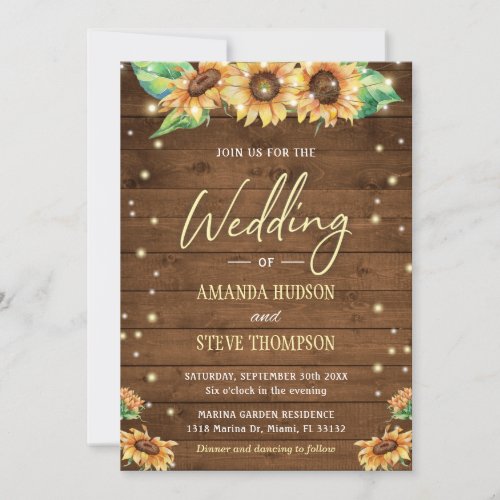 Sunflower Rustic Wedding Fall Cute Elegant Country Invitation