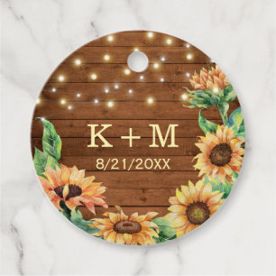 Sunflower Rustic Wedding Fall Engagement Party Favor Tags