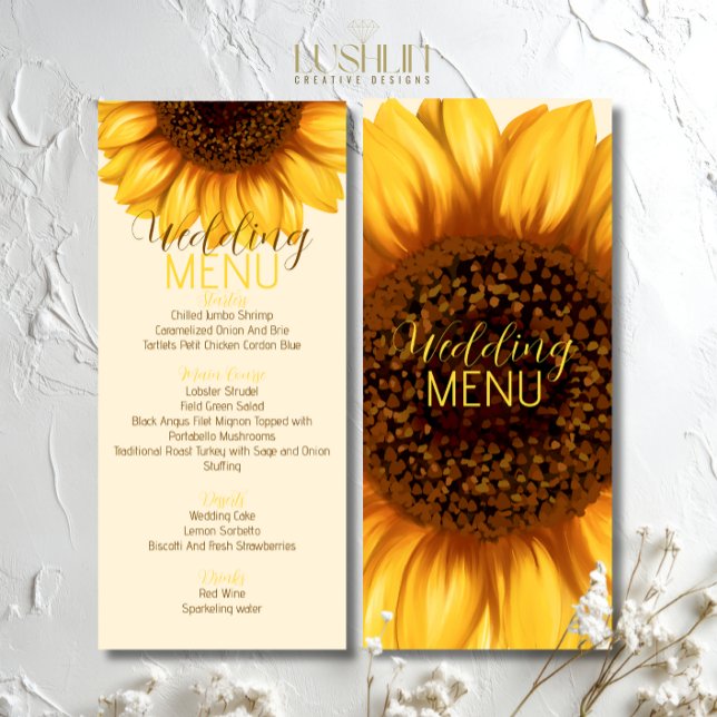 Sunflower Rustic Wedding Flat Menu (Creator Uploaded)