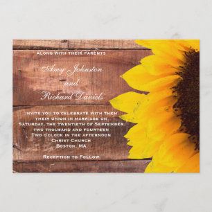 Sunflower Rustic Wedding Invitation