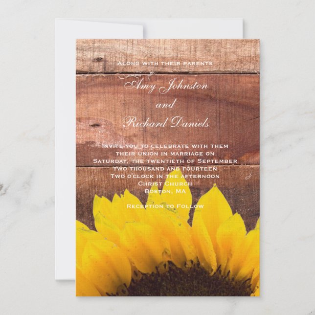 Sunflower Rustic Wedding Invitation (Front)